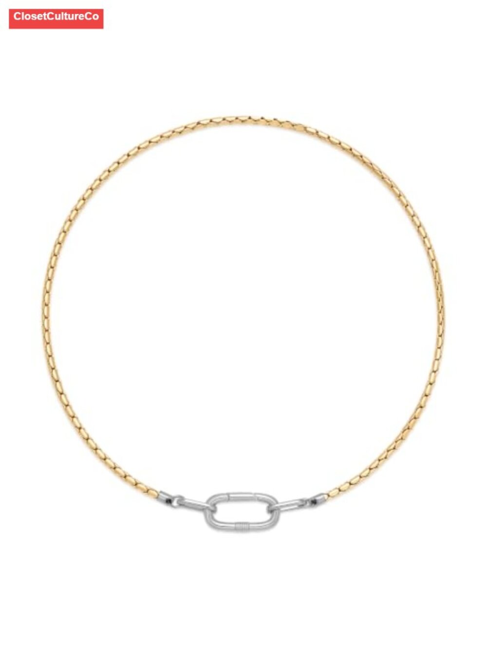 Two Tone Chunky Chain Choker Necklace Unisex Statement Jewelry
